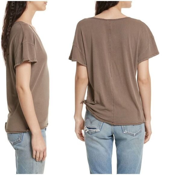 Free People Lilly Side Tie Tee Sz XS - Picture 2 of 11
